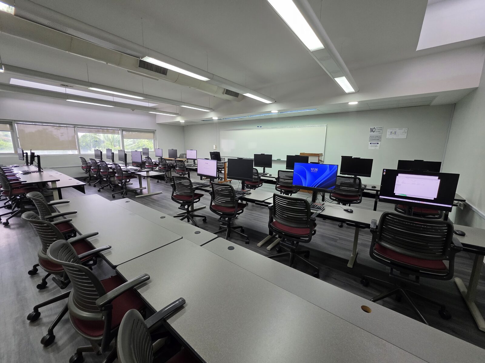 Learning Centre 1 - workstations and the instructor whiteboard