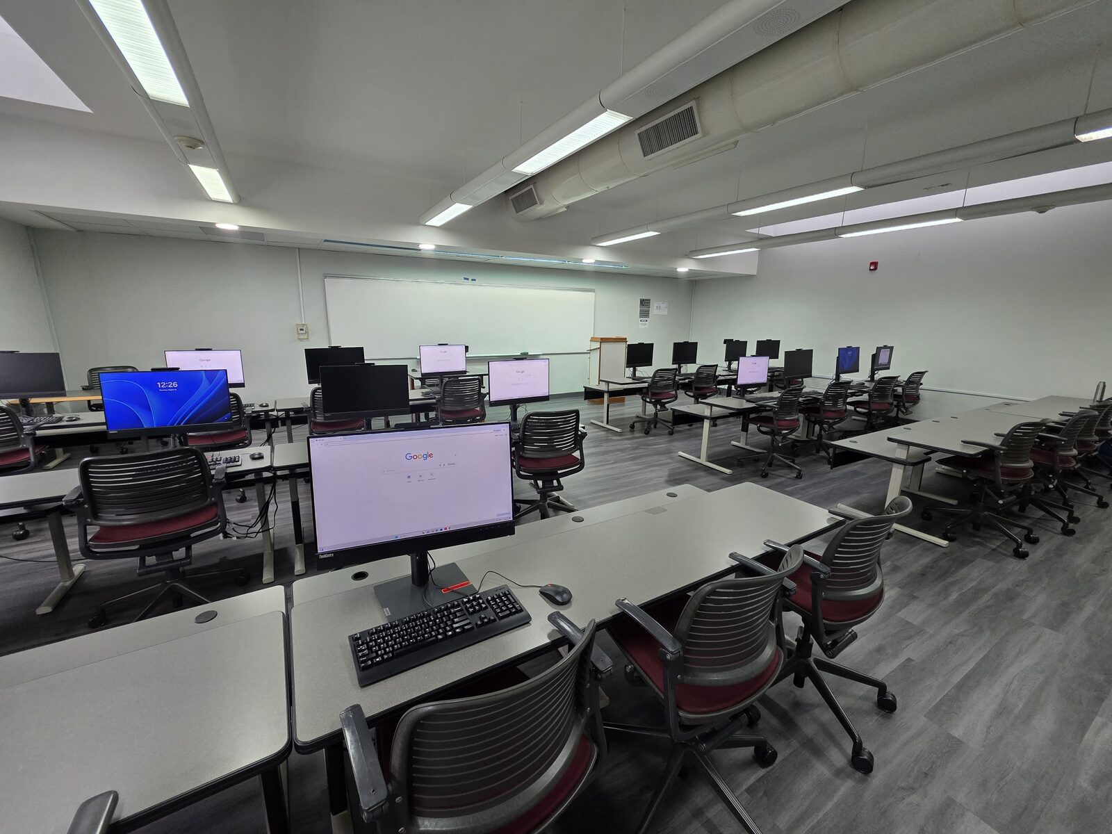 Learning Centre 1 - a workstation with monitor and keyboard