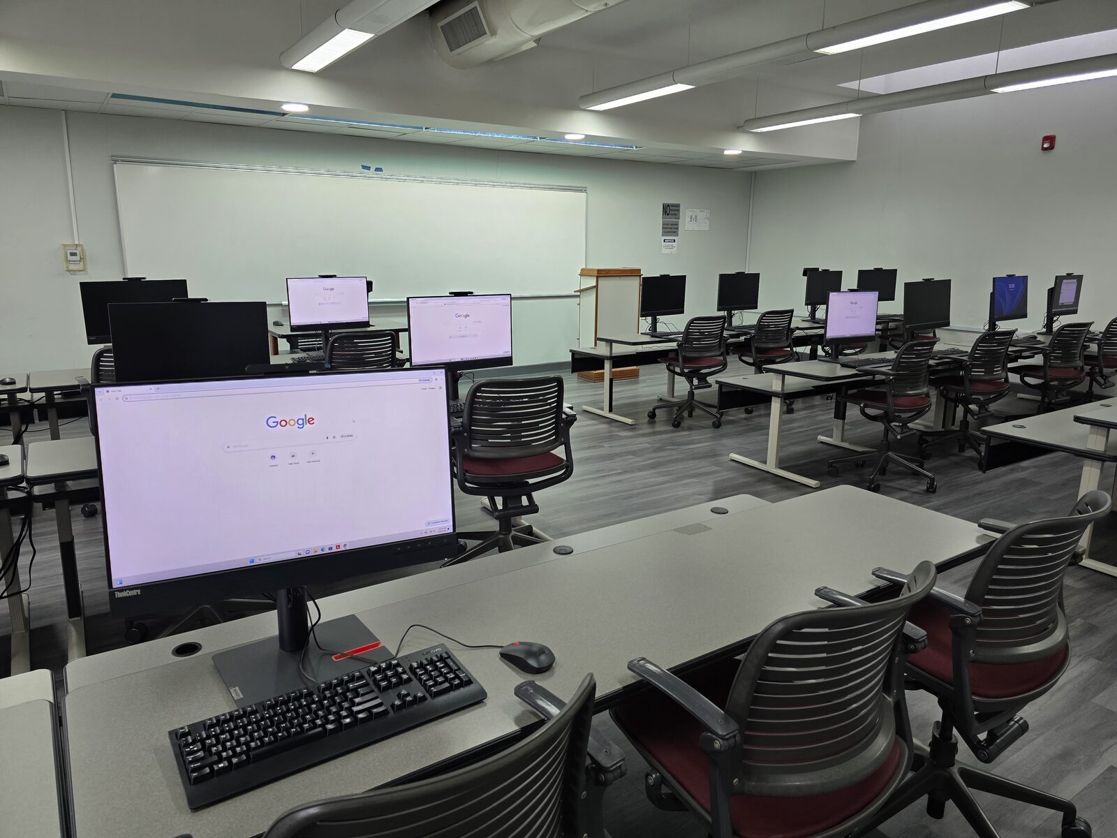 Learning Centre 1 - workstation rows along the length of the lab